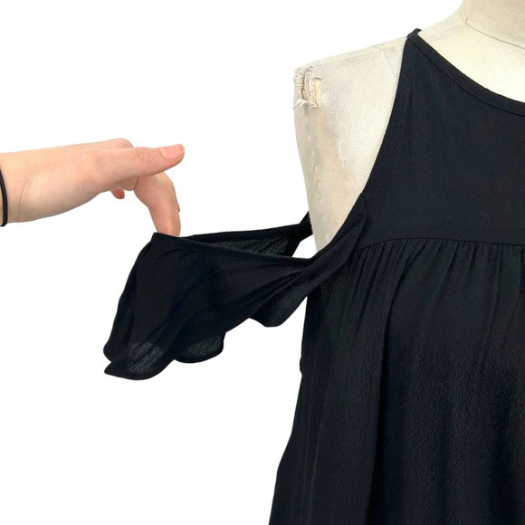 SUBOO Valley Frill‎ Cold-Shoulder Coverup Dress in Black Size US 4 - Picture 3 of 11